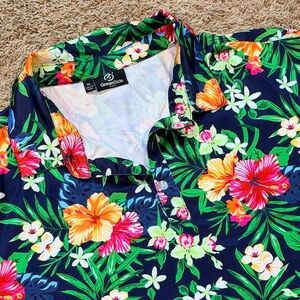 Green Side Floral Golf Polo Shirt Lens XL Excellent Condition